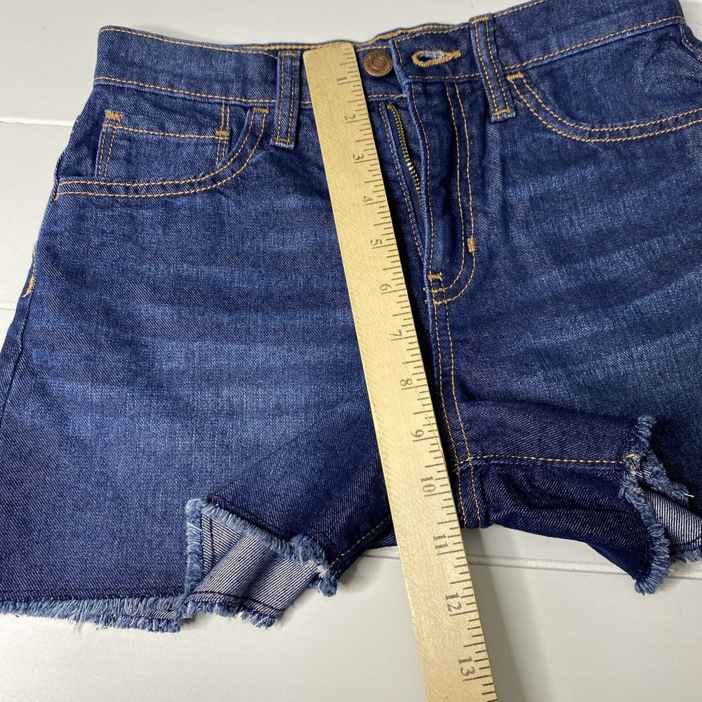 OLD NAVY Girls Blue Denim Frayed Hem High Rise Adjustable Waist Shorts Size 12 - Picture 8 of 11